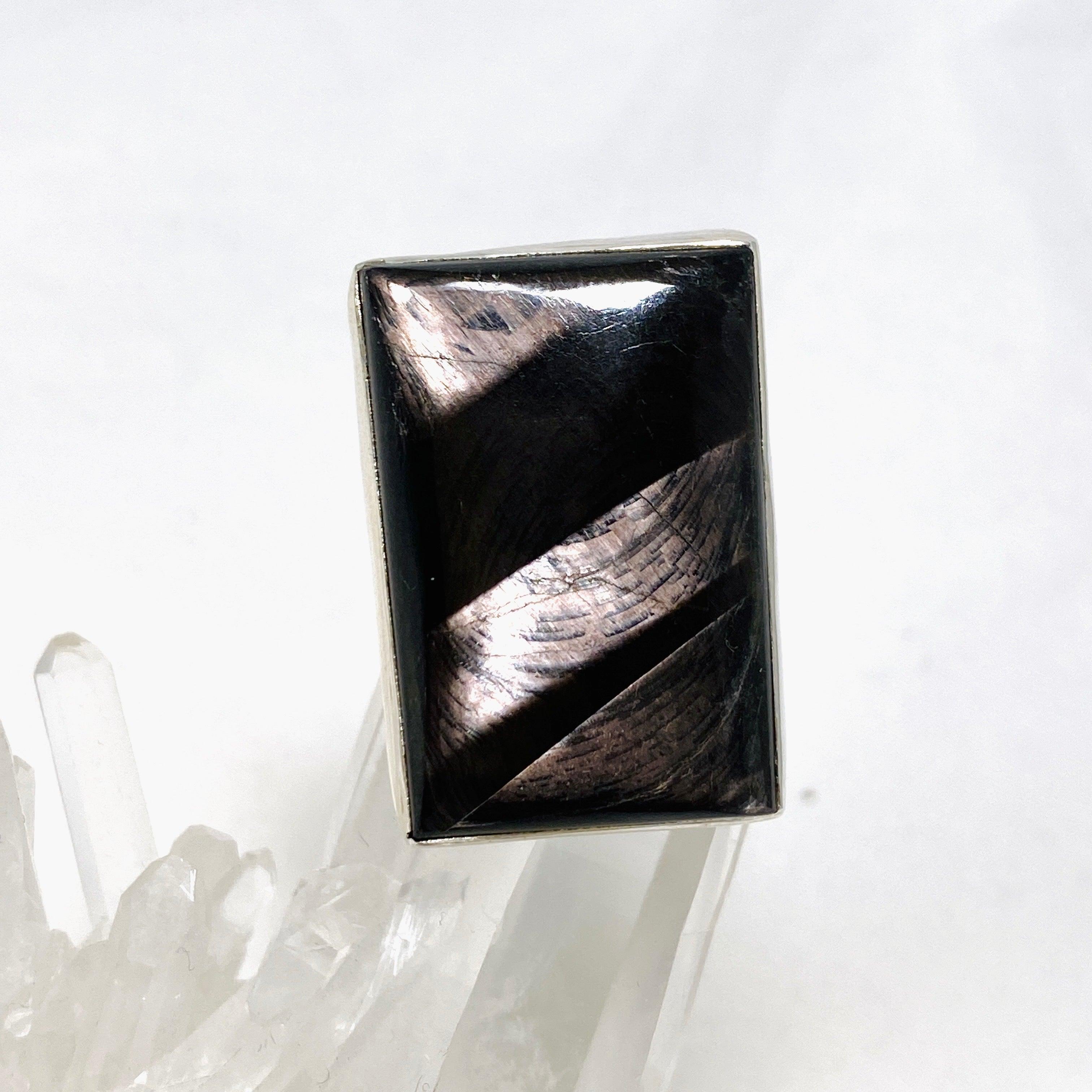 Hypersthene Rectangle Split Band Ring - Size 7 Sterling Silver Women's Jewelry KRGJ3153 | Elegant Gift for Birthday, Anniversary & Special Occasions