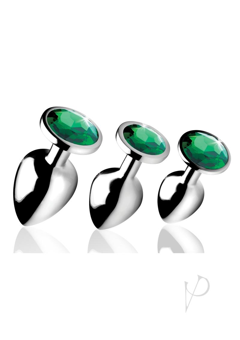 Booty Sparks Emerald Gem Anal Plug Set - Green Jewel Butt Plug for Women & Men - Perfect for Sensual Play, BDSM, and Couples Intimacy