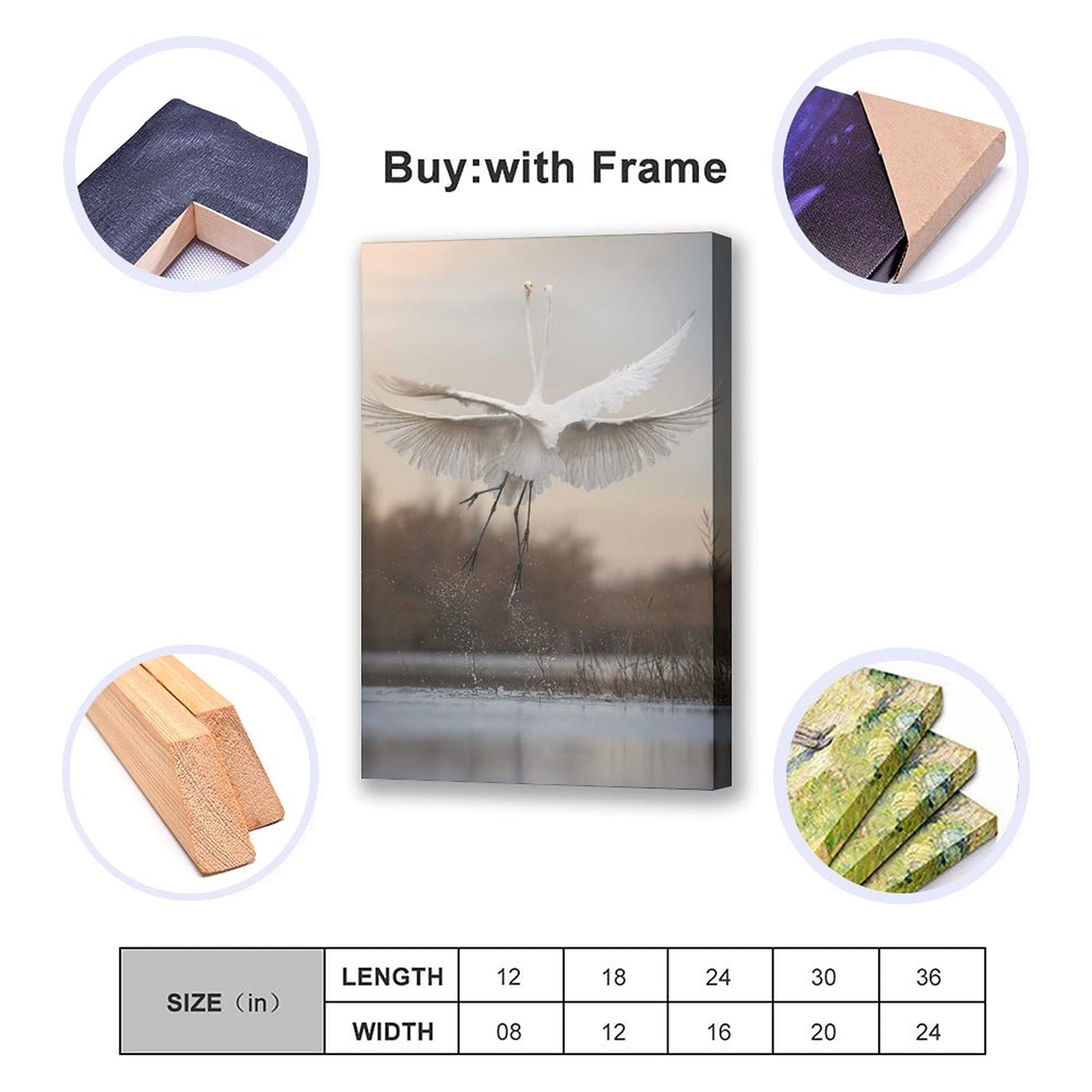 Wild Animals Great Egret Dancing Canvas Wall Art Print - 24x36 Inch Nature Landscape Painting for Living Room, Bedroom & Office Decor | Perfect Gift for Home & Office Decoration | Enhance Your Space with Stunning Wildlife Art