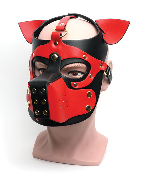 665 Bondage Pup Hood - One Size Black/Red for BDSM, Fetish & Role Play - Perfect for Pet Play, Puppy Play & Fetish Parties