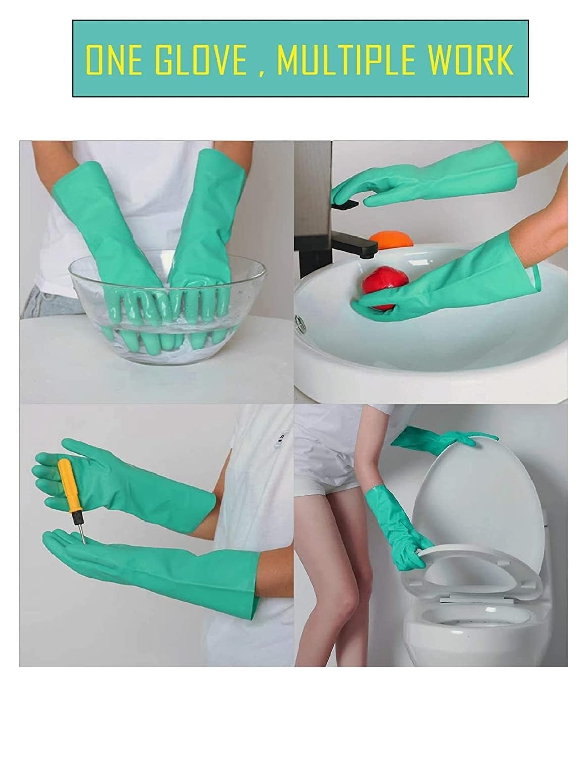 MR. GLOVE Reusable Chemical & Acid Resistant Nitrile Gloves - Heavy Duty Cleaning, Dish Washing, Gardening & Industrial Use - Green, X-Large (1 Pair) - Perfect for Kitchen, Lab & Outdoor Work