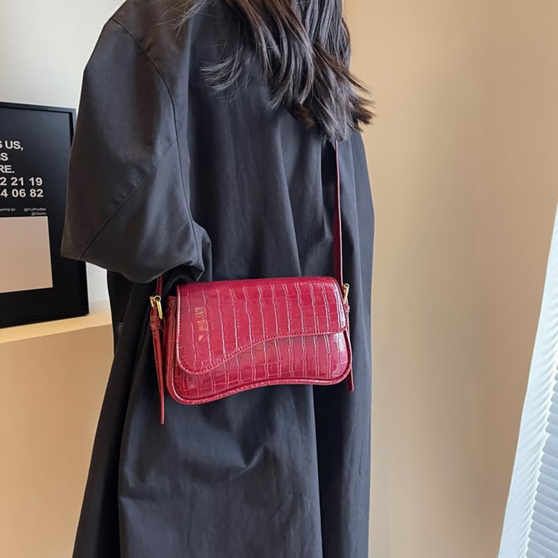 2025 Y2K Small Shoulder Bag for Women - Crocodile Print Clutch Purse, Retro Crossbody Handbag & Satchel Tote - Perfect for Daily Use, Travel, and Night Out