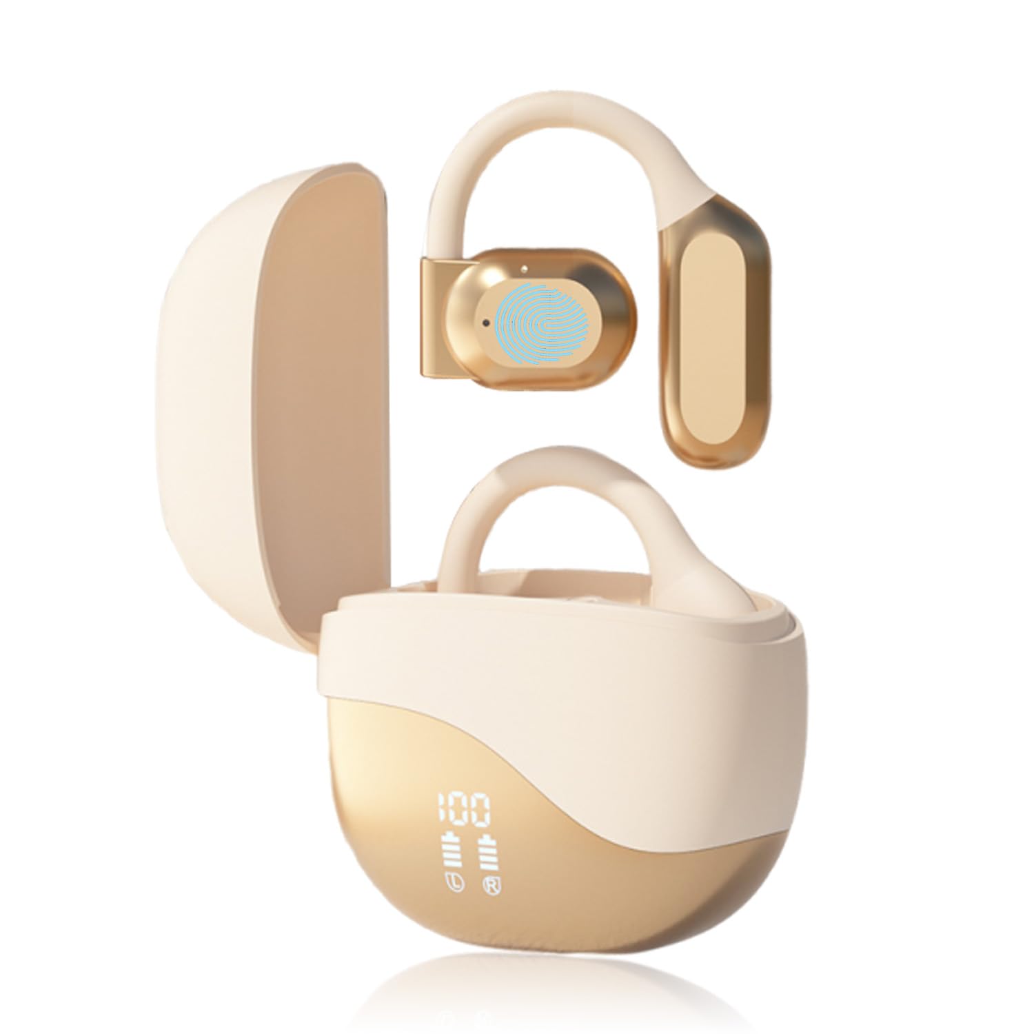 **Real-Time AI Translator Earbuds - Open Ear Wireless Bluetooth Earbuds with 144 Language Translation for iOS & Android (Gold) - Perfect for Travel, Business Meetings & Language Learning**
