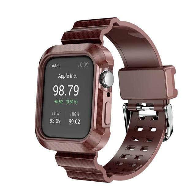 Durable Carbon Fiber Silicone Strap for Apple Watch Series 6/5/4/SE 44mm - Shockproof Sport Band for Running, Swimming & Outdoor Activities