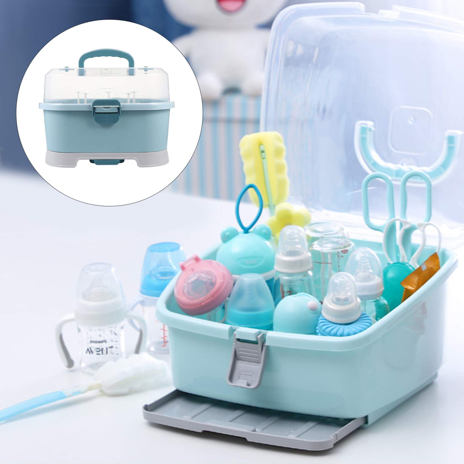Portable Baby Bottle Drying Rack & Storage Organizer - Compact Travel Bottle Dryer Case for Home, Kitchen Cabinet & On-the-Go Feeding Essentials | Perfect for Baby Bottles, Pacifiers & Breast Pump Parts