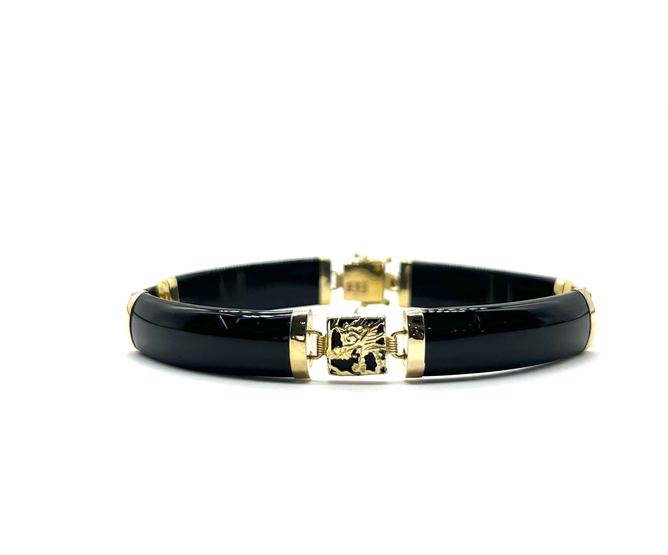 Black Onyx Link Bar Bracelet for Women - Elegant Adjustable Crystal Beaded Jewelry for Everyday Wear & Special Occasions