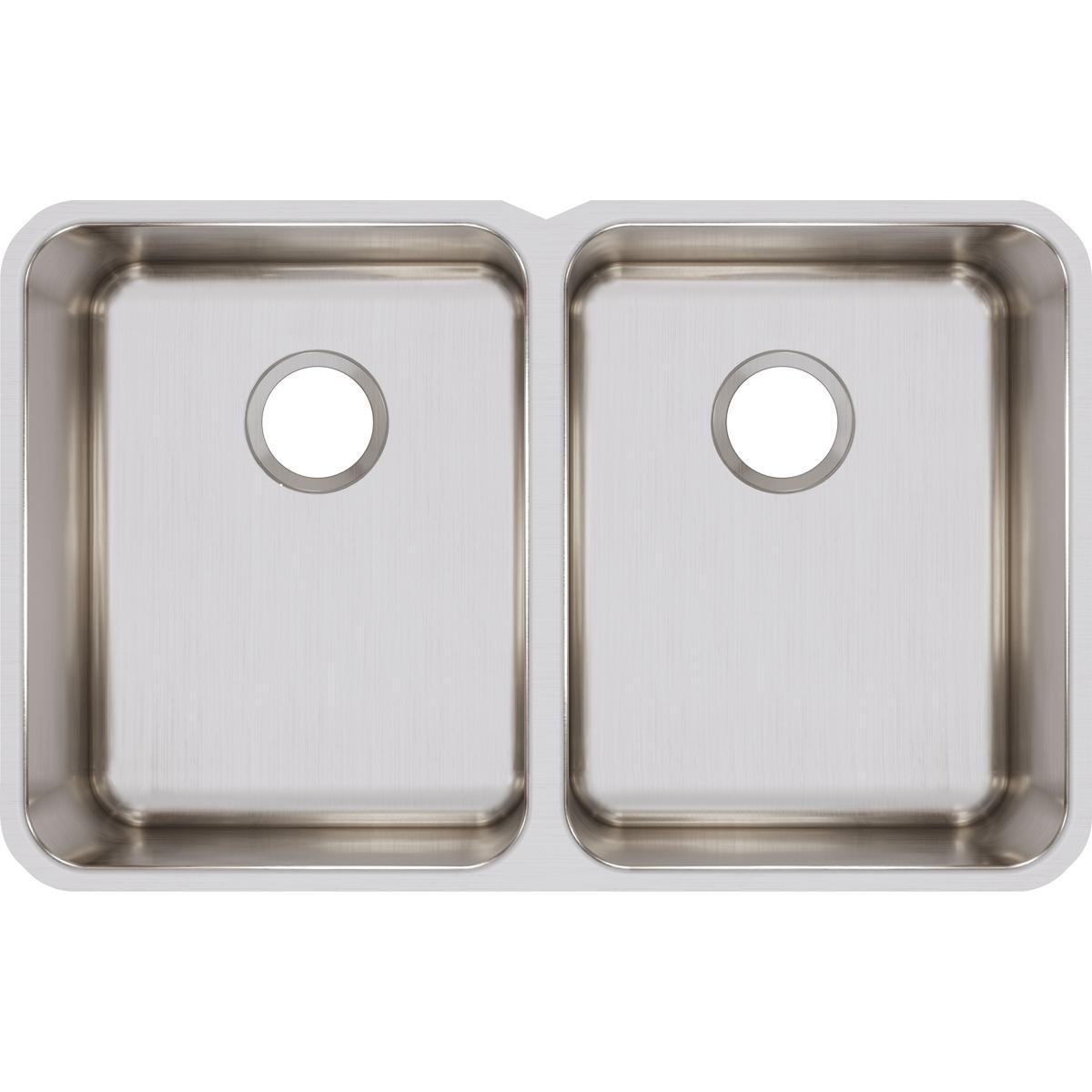 Elkay Lustertone Classic Stainless Steel Undermount Double Bowl Kitchen Sink - 31.25