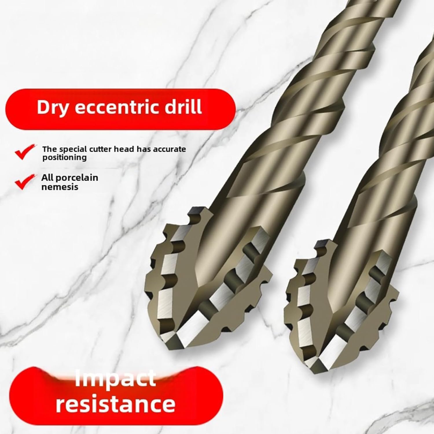 Relaxrich High-Speed Steel Four-Flute Sawtooth Eccentric Drill Bit Set - 4-Edged Serrated Design for Wood/Metal/Plastic - 6/8/10mm Multi-Size Kit - Perfect for DIY Home Improvement & Professional Woodworking Projects