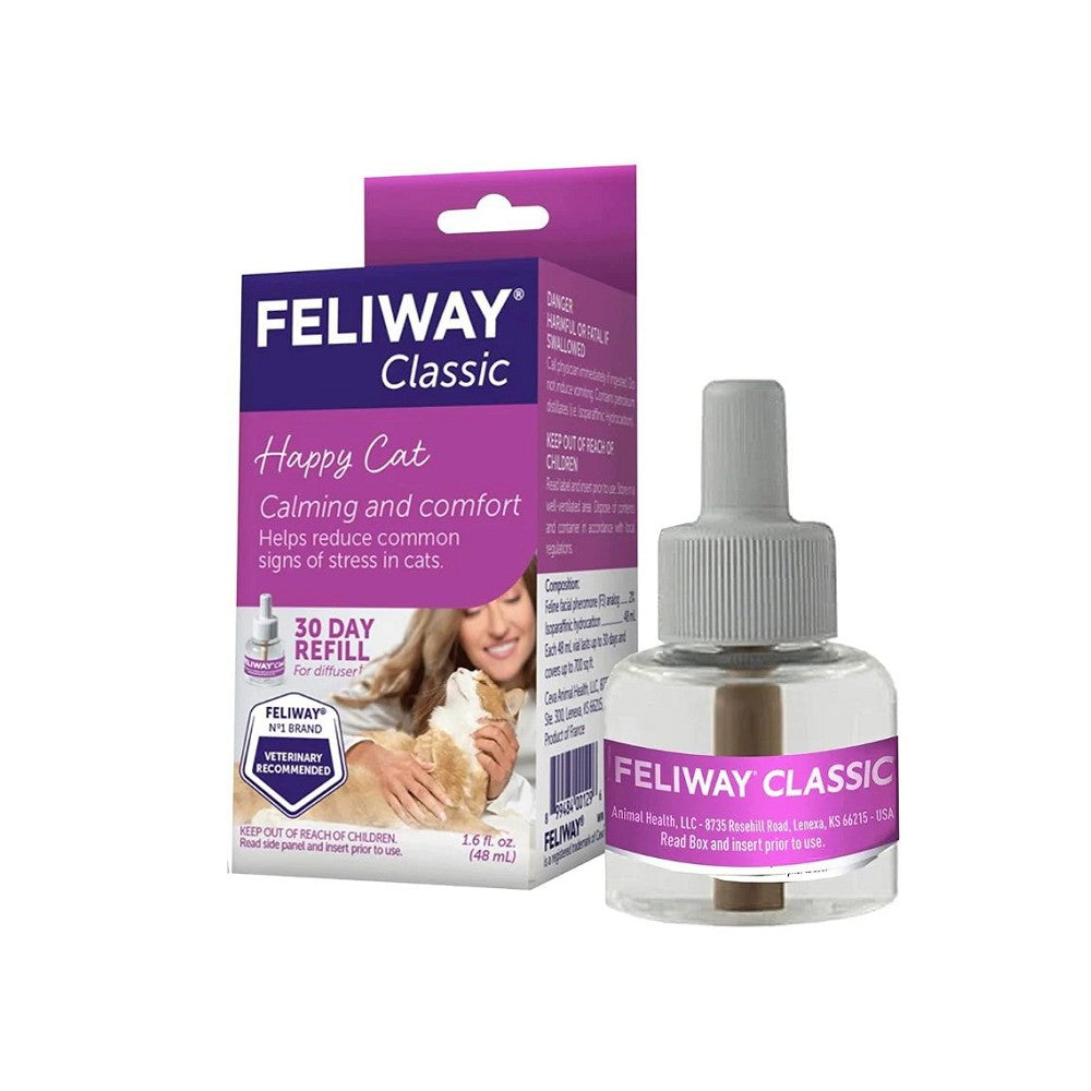 Feliway Classic Cat Calming Diffuser Refill - Reduce Stress & Anxiety in Cats - Perfect for Vet Visits, Travel & Home Use