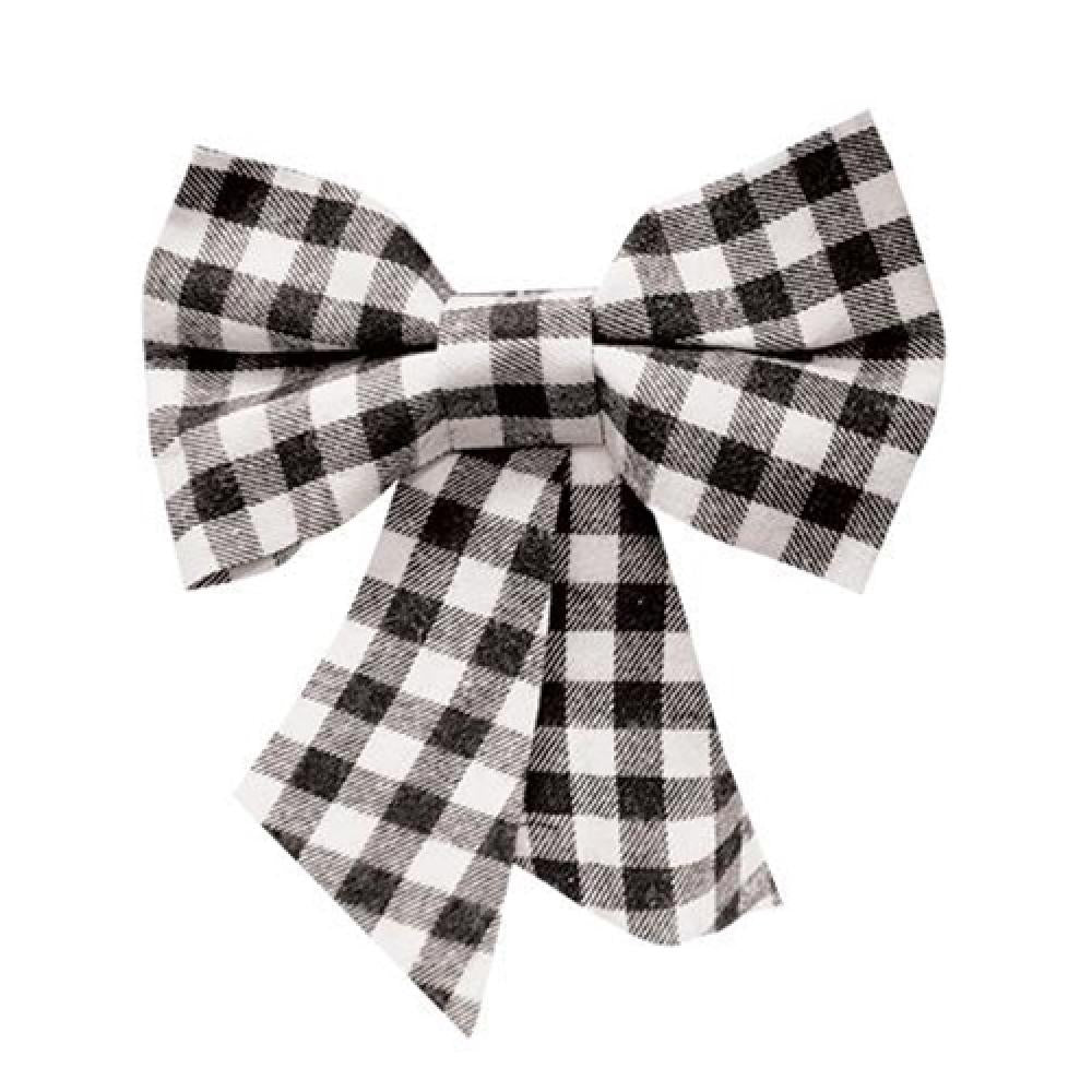 Black and White Plaid Bow Ornament - Elegant Christmas Tree Decoration for Holiday Home Decor, Party & Gift Wrapping