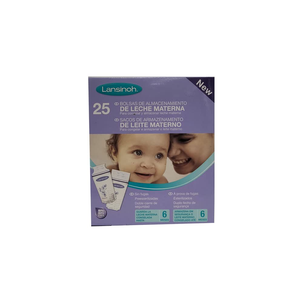 Lansinoh Breast Milk Storage Bags, 25 Count - Pre-Sterilized, BPA Free, Leak Proof for Safe Breastmilk Preservation | Ideal for Pumping, Freezing & Organizing Breast Milk