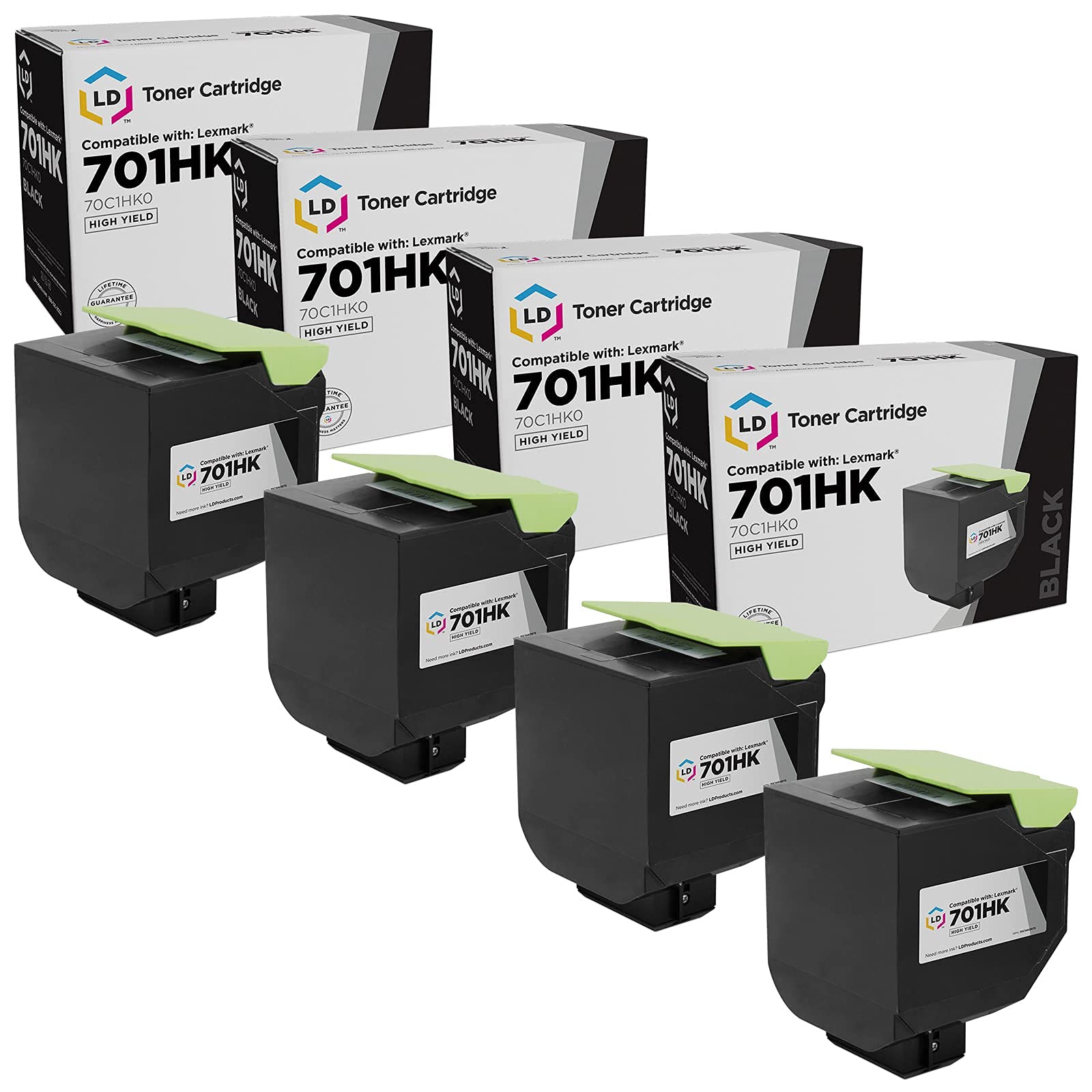 LD Remanufactured Toner Cartridge for Lexmark 701HK (4-Pack) - Compatible with CS310/410/510 Series - Office & Home Printing