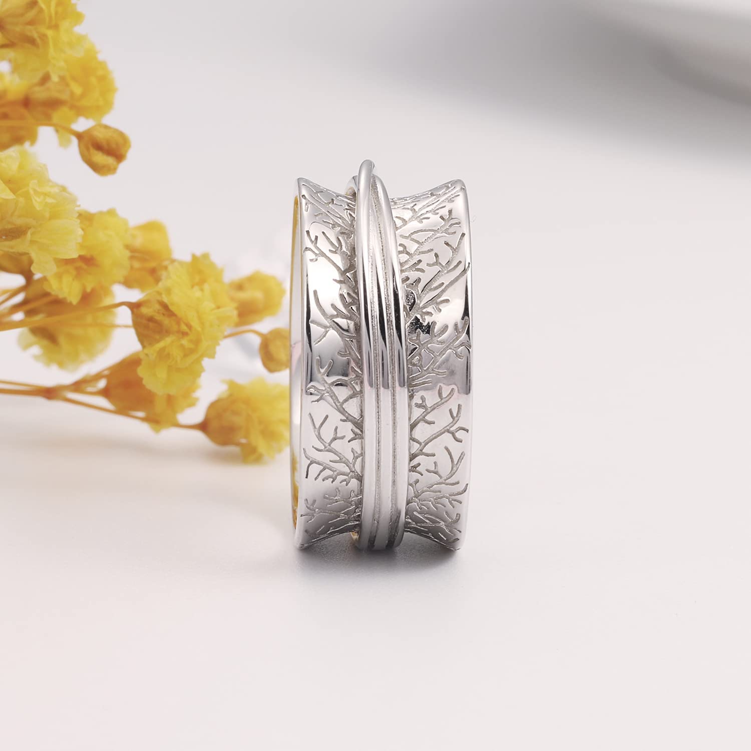 925 Sterling Silver Anxiety Ring for Women - Spinning Fidget Ring with Beads | Stress Relief Jewelry for Anxiety, ADHD & Focus | Perfect for Office, Meditation & Daily Wear