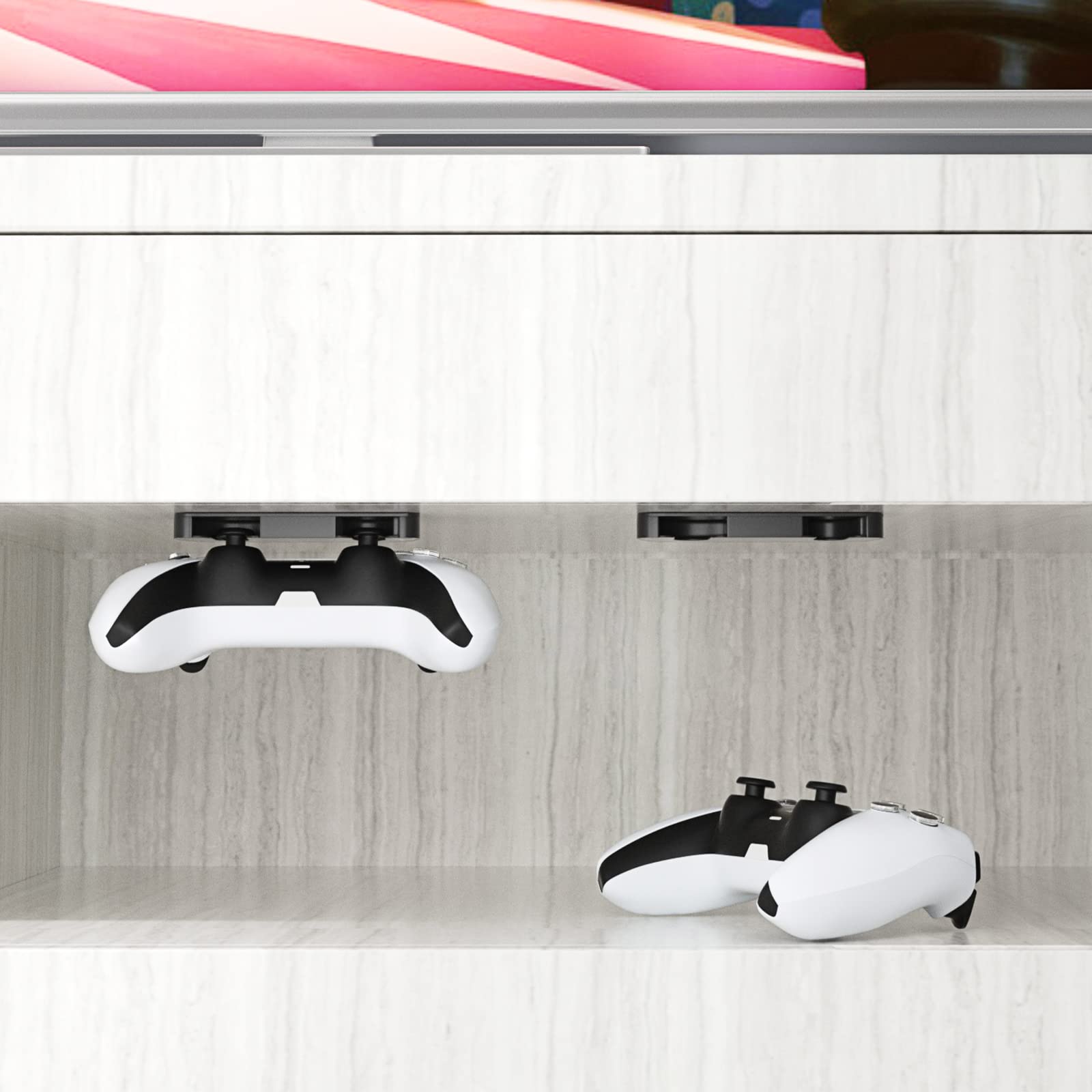 RUKUHOT 2-Pack Under Desk Controller Holder for PS5 & PS4 - No Drill Mount Stand, Organizer Storage Rack - Perfect for Gaming Setup, Office & Bedroom Organization