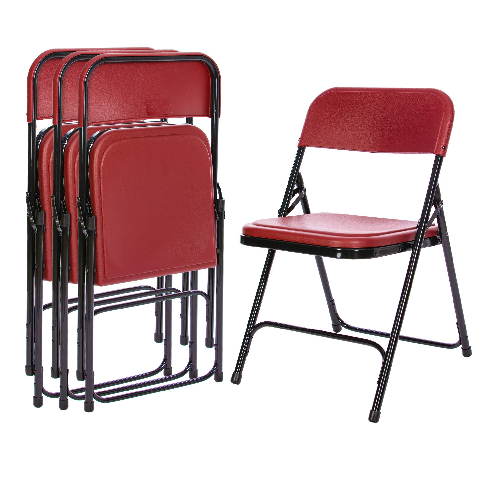 OEF Furnishings Premium Lightweight Plastic Folding Chair - Burgundy Red, Portable & Sturdy for Indoor/Outdoor Use - Perfect for Parties, Camping, Picnics & Events