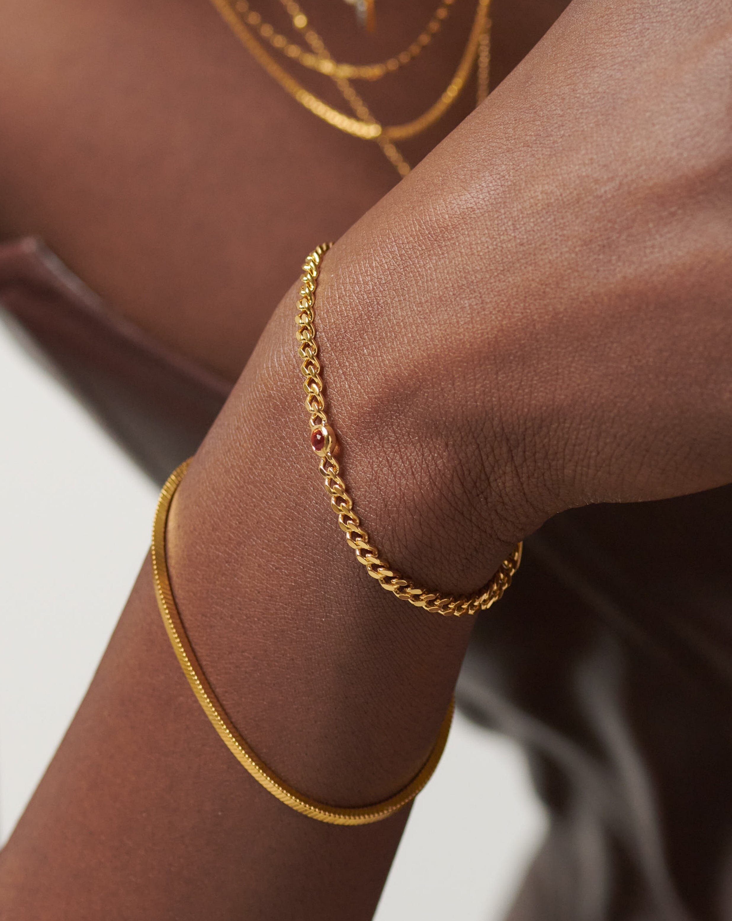 January Birthstone Garnet Bracelet | 18k Gold Plated Vermeil Jewelry for Women | Perfect Gift for Birthday, Anniversary & Special Occasions