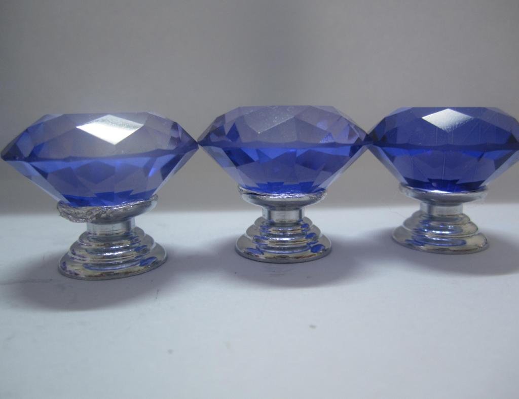 30mm Crystal Glass Cabinet Knobs - Blue Dresser Drawer Pull Handles (Pack of 8) | Perfect for Bedroom Furniture, Kitchen Cabinets & Bathroom Vanities