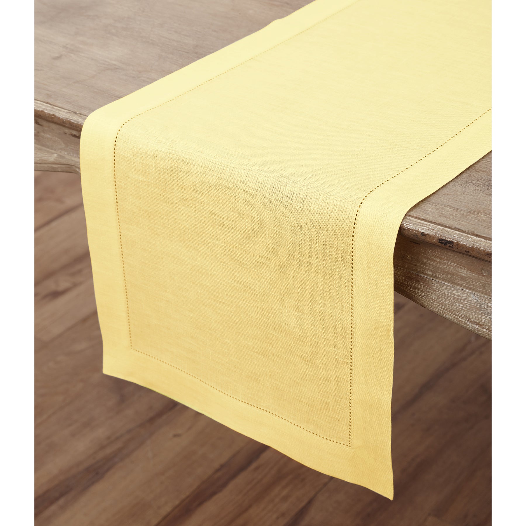 Elegant Classic Hemstitch Table Runner - White Linen Dining Table Decor for Weddings, Holidays & Home Decor