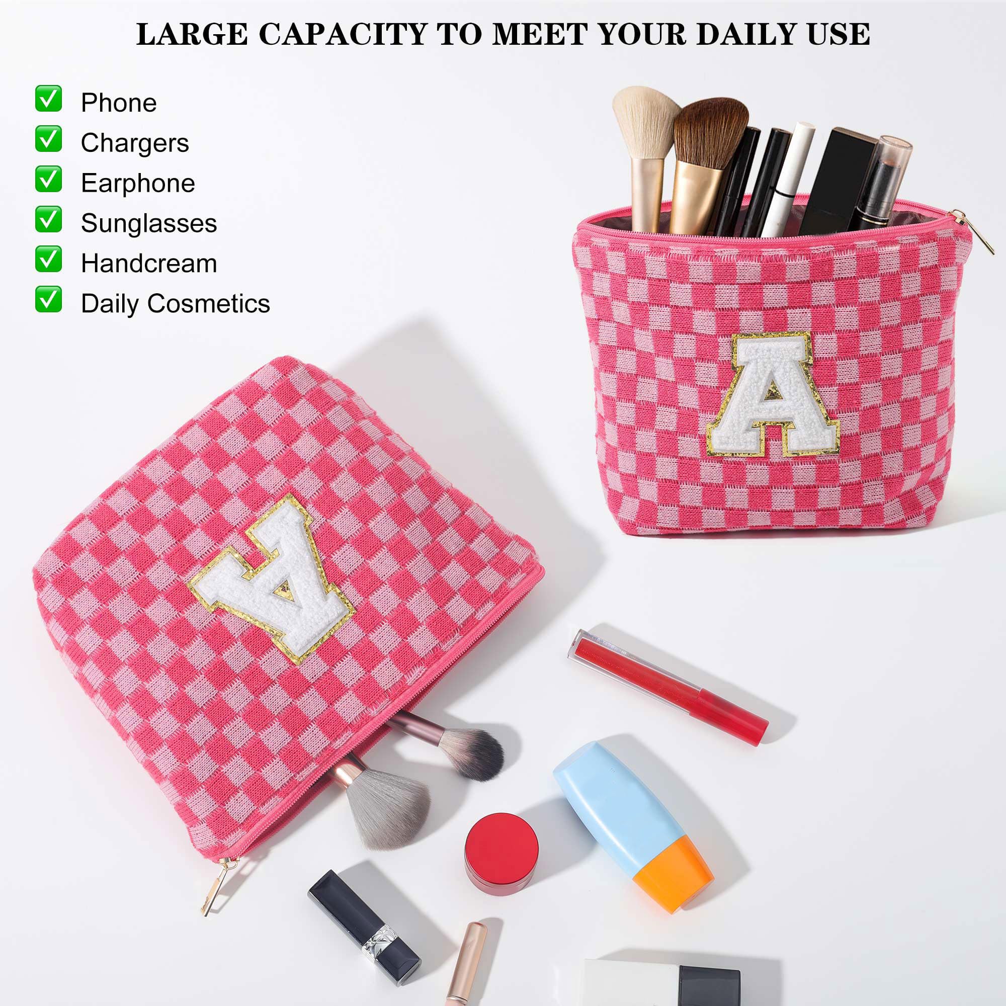 YOOLIFE Personalized Makeup Bag for Women - Large Capacity Cosmetic Pouch with Pockets, Best Birthday Gift for Friends, Female Travel Toiletry Case (Pink) - Perfect for Travel, Daily Use & Gift Giving