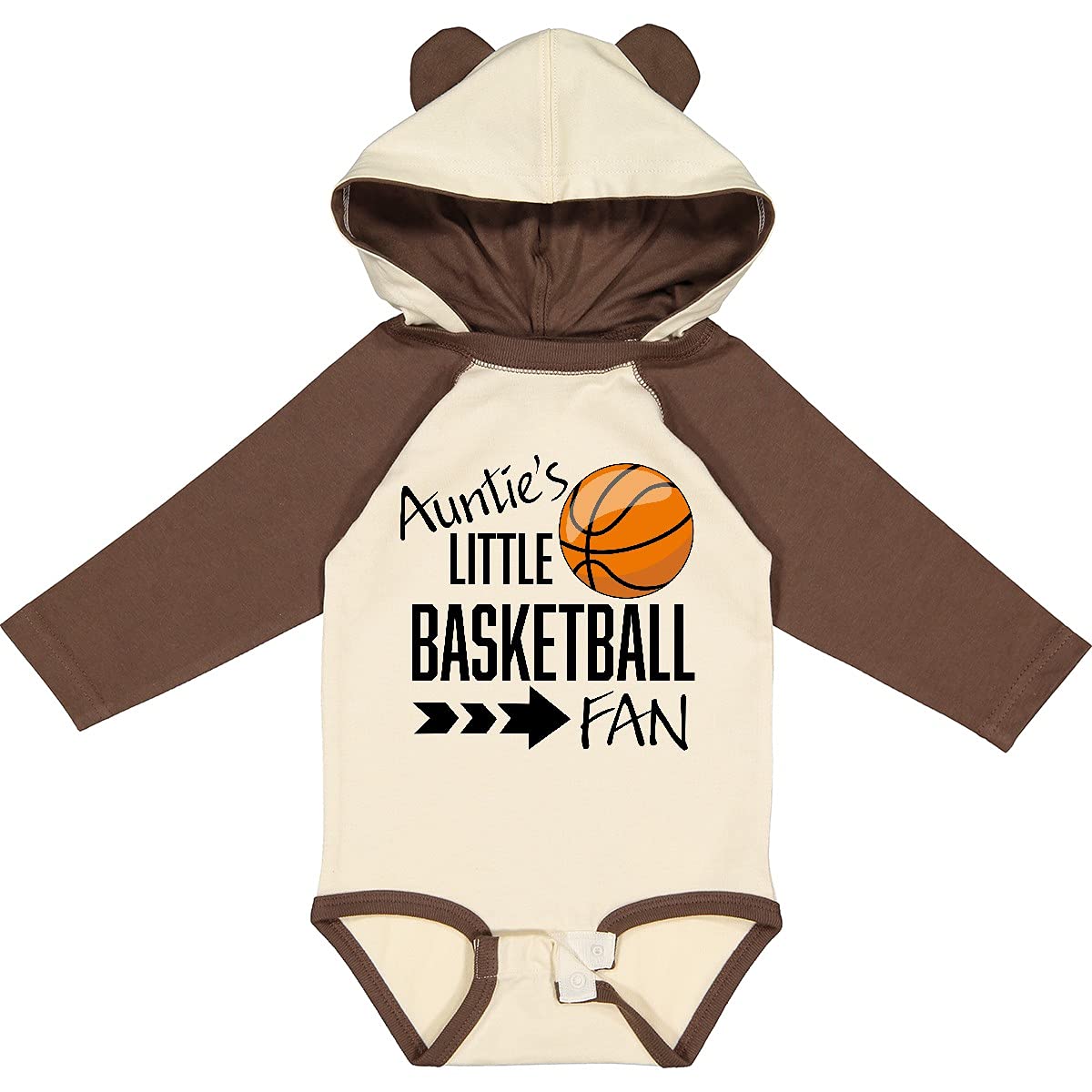 Inktastic Auntie's Little Basketball Fan Baby Bodysuit - Cute Basketball-Themed Long Sleeve Onesie for Infants & Toddlers - Perfect for Game Day, Family Photos & Sports-Themed Events