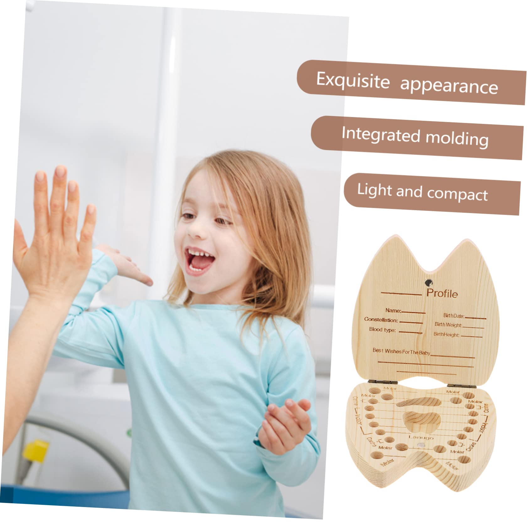 Hoement Box - Teeth Storage Box for Kids, Children's Books & Wooden Umbilical Cord Keepsake Organizer - Perfect for Baby Memory Preservation, First Tooth Collection, and Nursery Decor