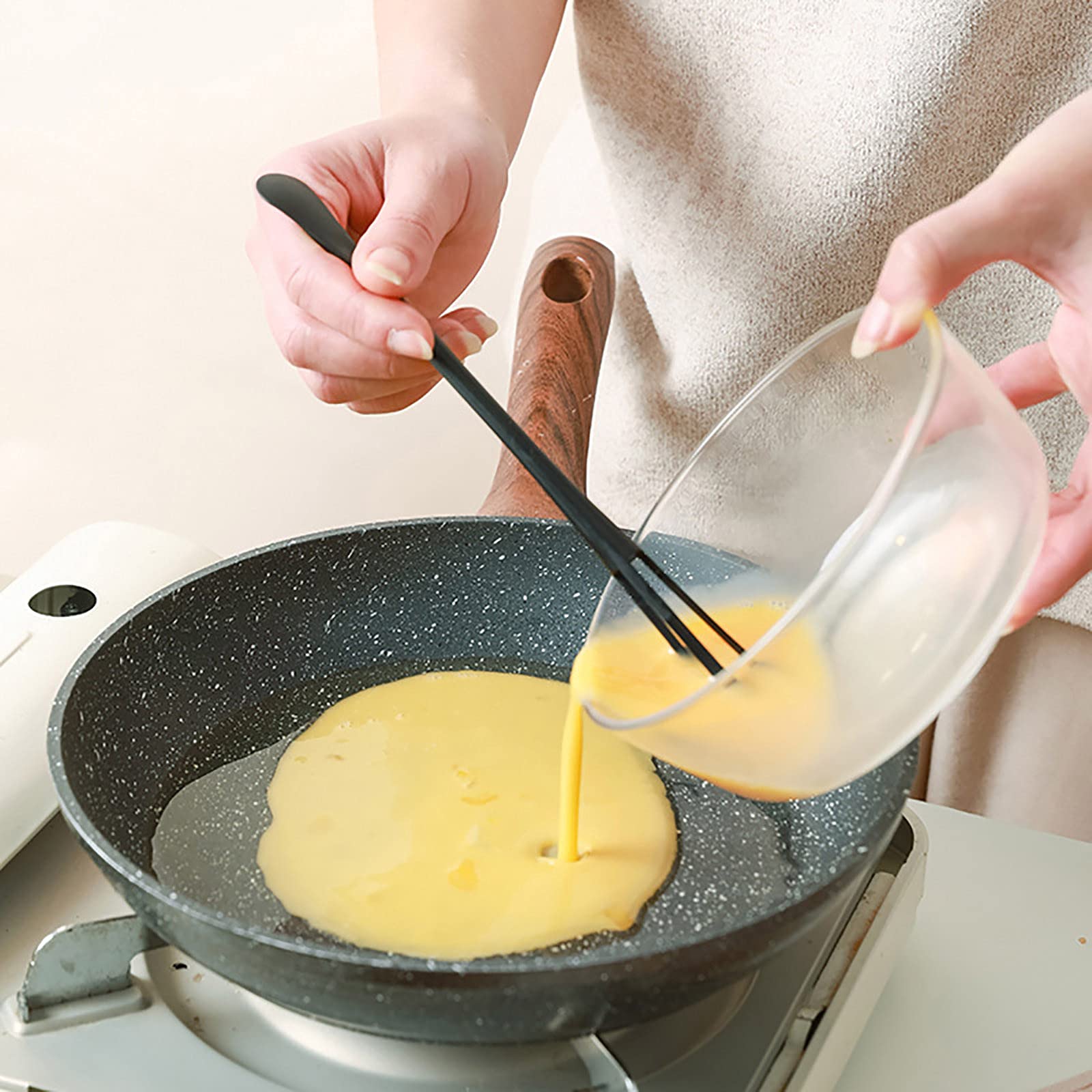 Premium Plastic Egg Whisk - Kitchen Hand Mixer for Milk, Eggs, Cake Batter & Cream - Durable Beater Stick & Mixing Spoon - Ideal for Baking, Cooking, Whisking & Stirring - Perfect for Home Chefs & Bakers