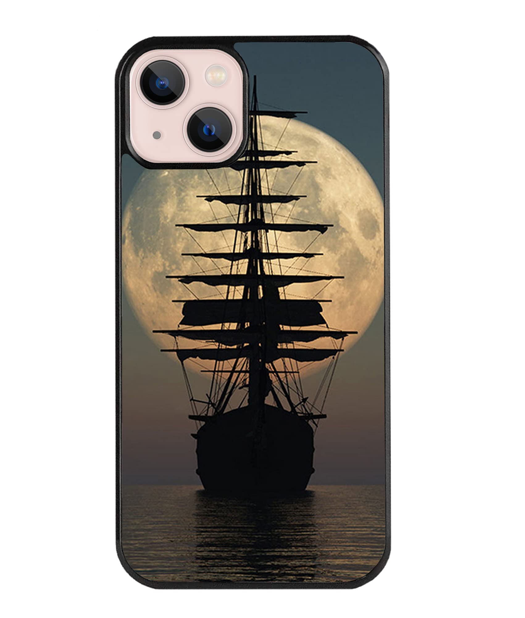 Premium Shockproof iPhone 13 Case with Pirate Ship & Moon Design - Durable TPU Protective Cover for Everyday Use, Travel & Outdoor Activities
