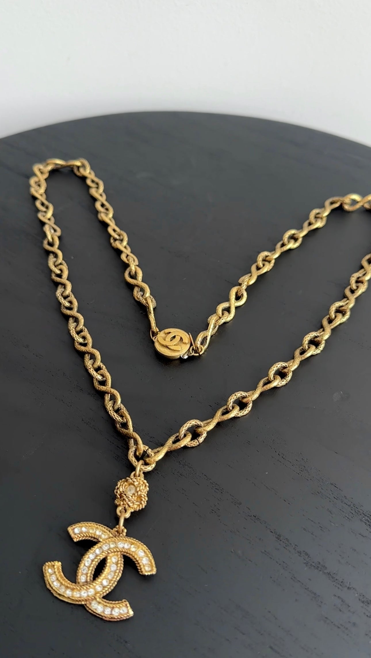 Vintage Chanel Crystal CC Logo Long Chain Necklace for Women - Elegant Layered Pendant Jewelry for Party, Wedding & Evening Wear