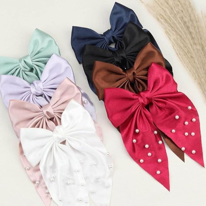 Elegant Pearl Hair Clips for Women - 4Pcs Metal Hair Barrettes with Rubber Ribbon, Hairpins for Long & Short Hair, Perfect Gift for Girls, Girlfriend & Ladies - Great for Weddings, Parties & Daily Styling