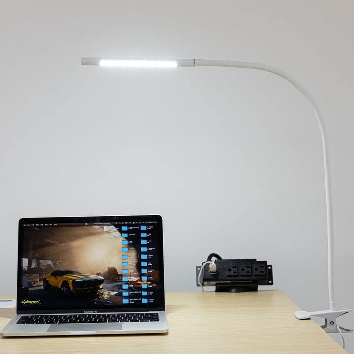 Progressive LED Desk Lamp with USB Charging - Adjustable Gooseneck Clip-On Table Lamp - Warm White & Daylight Reading Light for Office, Study, and Bedroom Use