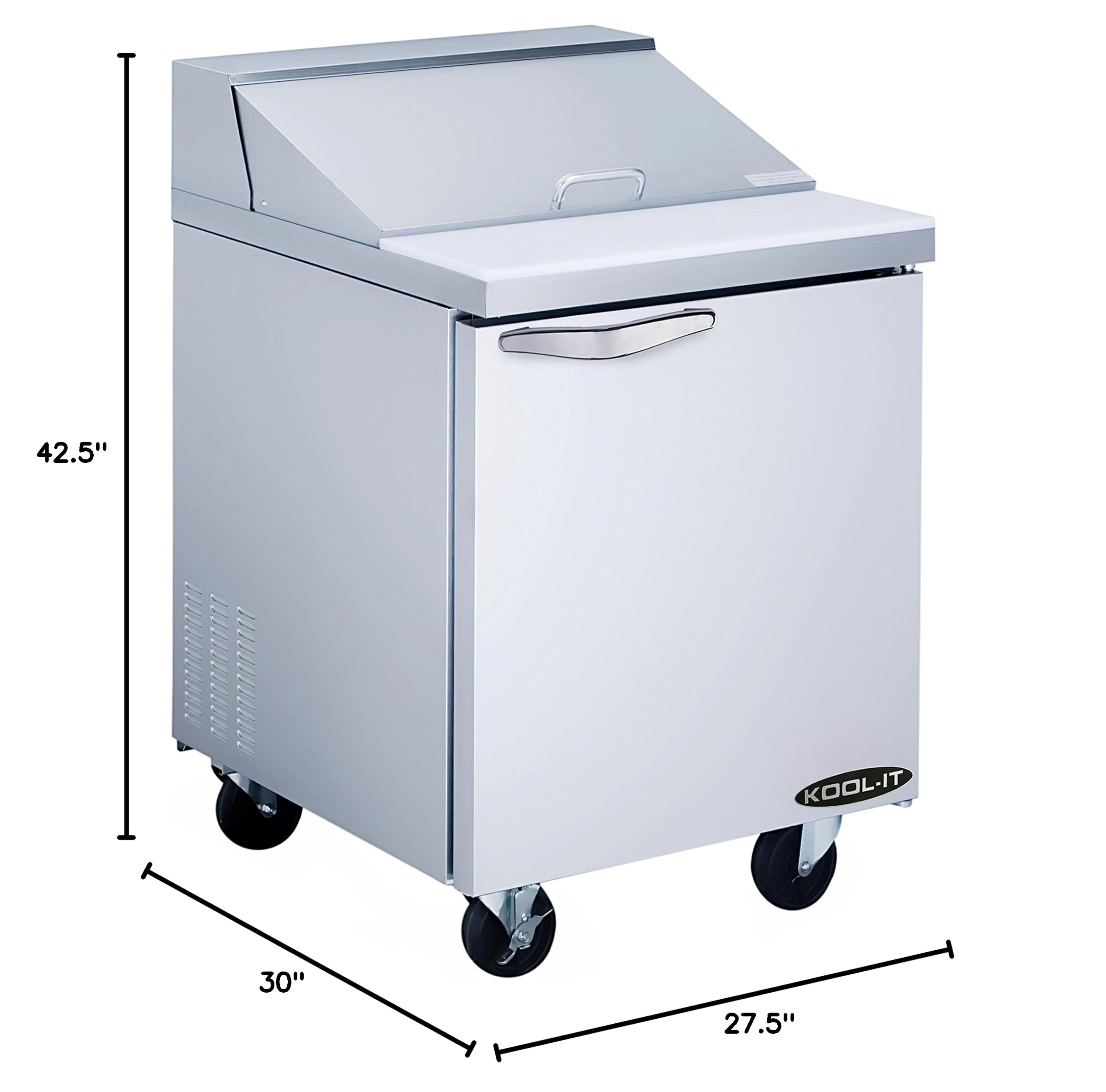 Kool-It KST-27-1 27.5 Inch Commercial Refrigerated Sandwich & Salad Prep Counter - 7 Cubic Feet Capacity for Delis, Cafes & Restaurants - Perfect for Food Prep, Display & Storage