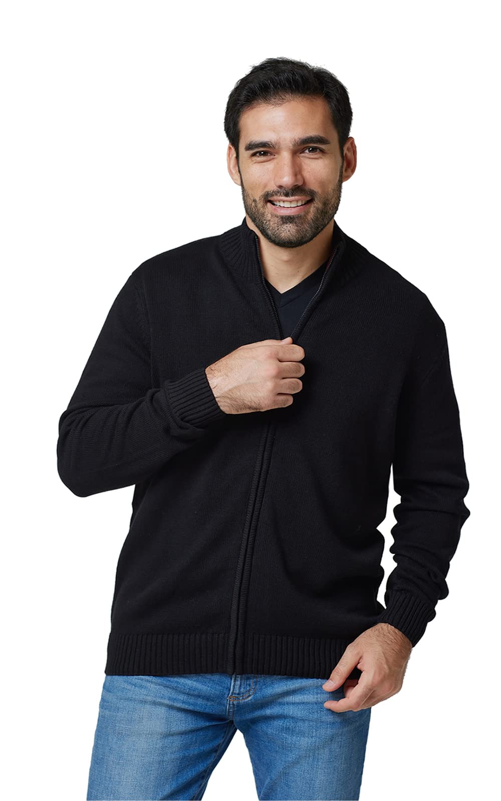 Men's Lightweight Long Sleeve Funnel Neck Zip-Up Sweater Cardigan - Cozy Winter Pullover for Casual Wear & Outdoor Activities