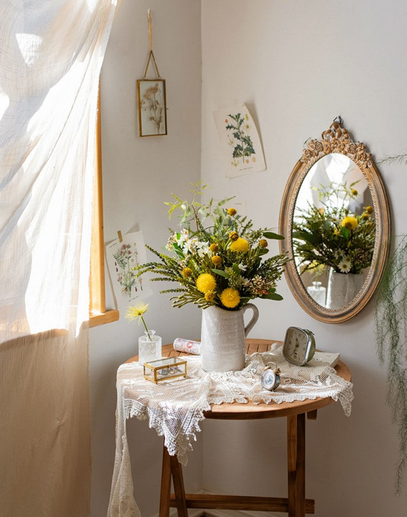 Stunning Modern Artificial Flowers for Dining Room Table - Dandelion, Wheat, Eucalyptus Arrangement | Elegant Home Decor Centerpiece for Weddings, Parties & Interior Design