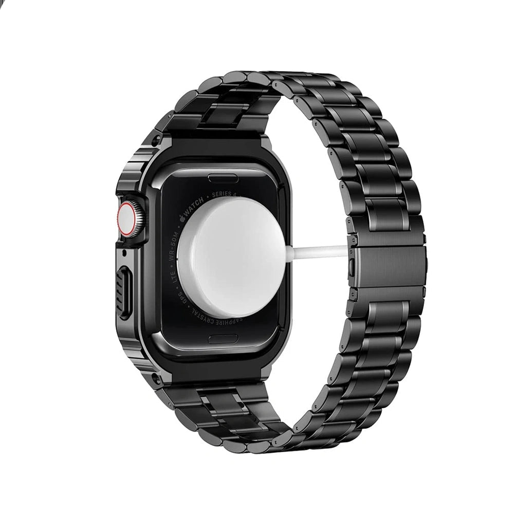 ArmorSync Elite Apple Watch Band - Premium Durable Stainless Steel Strap for Apple Watch Series 9/8/7/6/SE - Adjustable Magnetic Closure for Secure Fit - Perfect for Workouts, Running & Everyday Wear