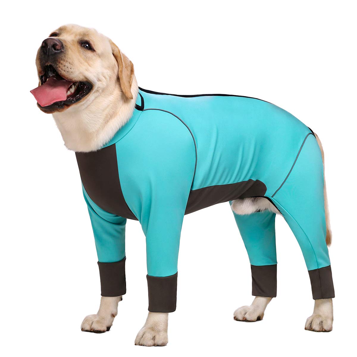 Waterproof Blue Zip-Up Dog Jumpsuit for Medium & Large Dogs - 4-Legged Recovery Onesie, Big Dog Pajamas Pjs with Full Belly Coverage (Size 28) - Perfect for Post-Surgery Care, Cold Weather & Indoor Lounging