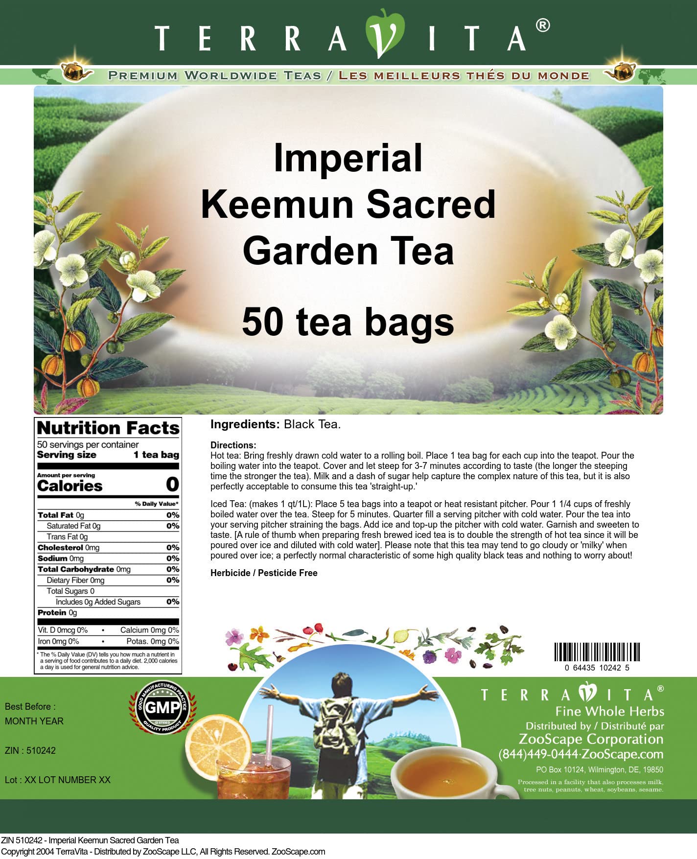 Premium Keemun Black Tea Bags - Imperial Sacred Garden Blend (50 Count) | Rich Flavor & Aroma | Perfect for Morning Boost, Afternoon Relaxation & Gifting