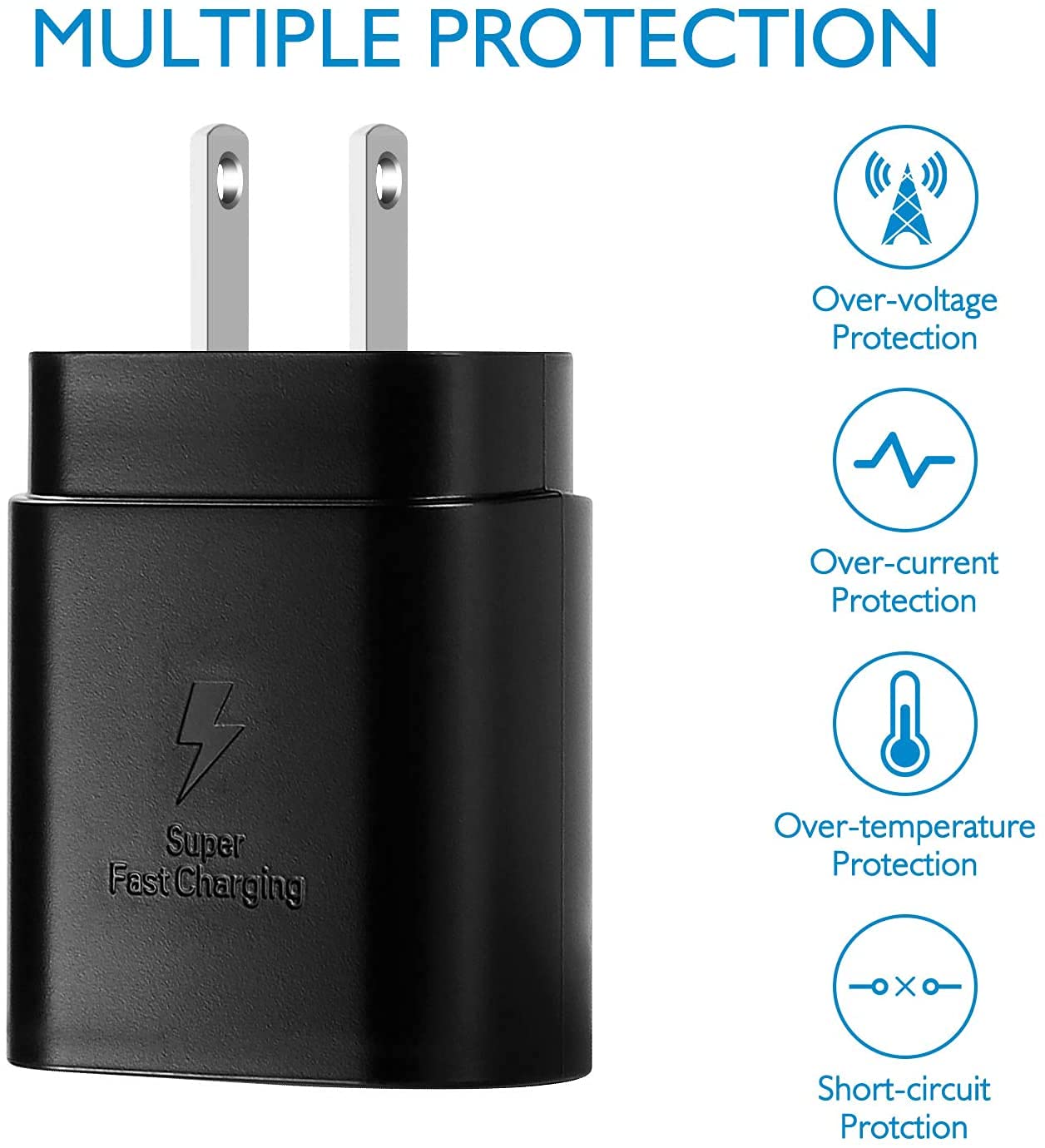 25W Fast Adaptive Wall Charger for Sony Xperia XA1 - USB C PD Charging & Data Transfer Cable Included (4FT/1.2M) - Black US Version with Warranty | Perfect for Home, Office & Travel Charging