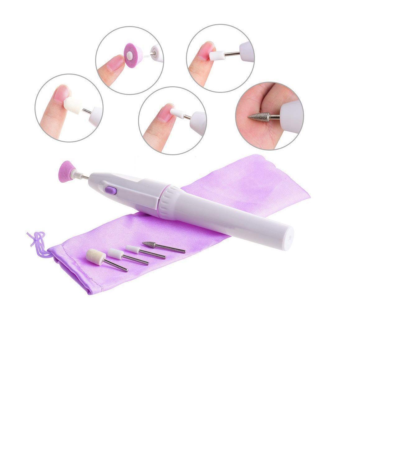 Kalitus 5-in-1 Electric Nail Trimming Kit - Professional Manicure & Pedicure Set with Nail Grinder, Polish, Shaper & Drill Machine for Salon & Home Use (White) | Perfect for Nail Care, Grooming & DIY Beauty