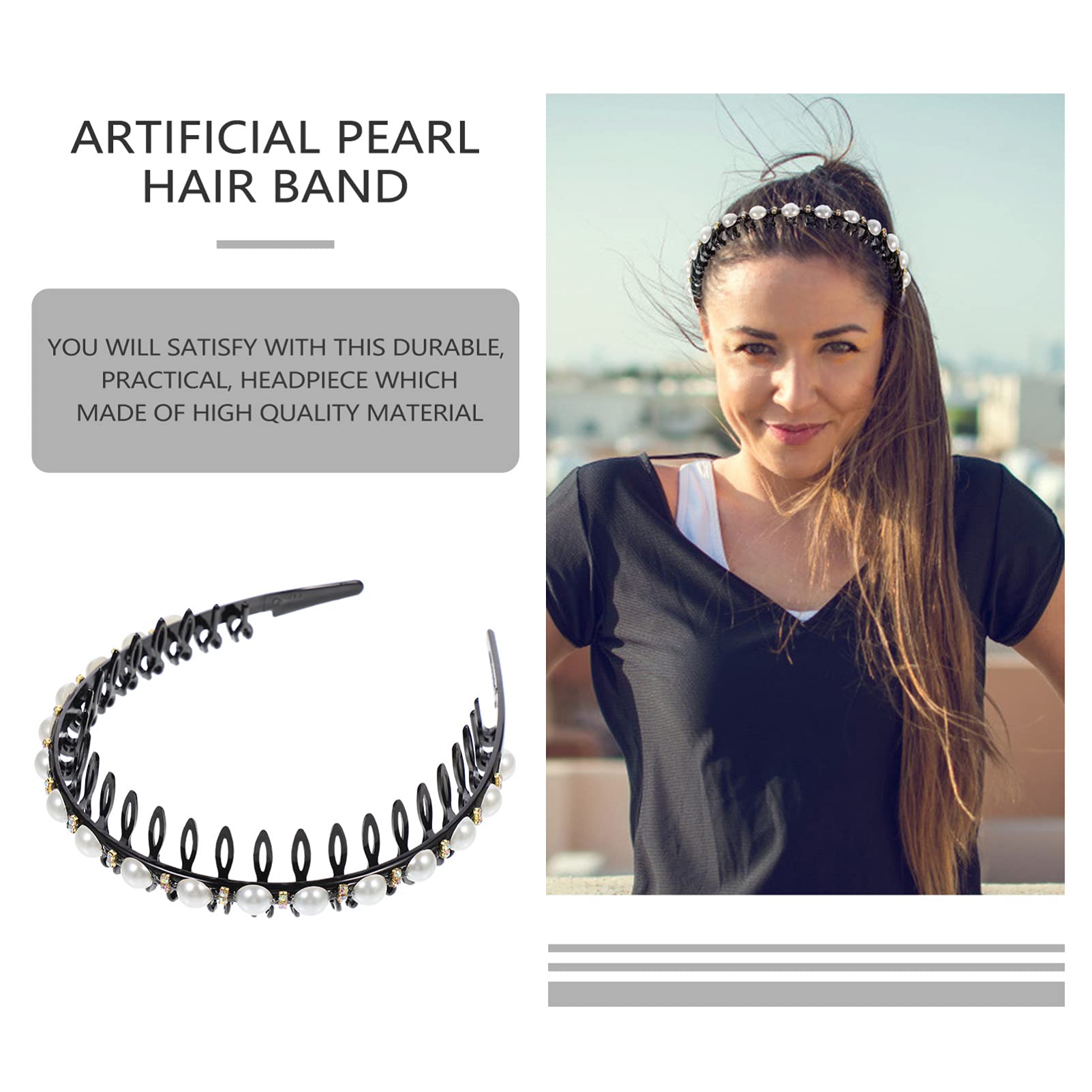 Beaupretty Pearl Headband Wide Comb Hairband - Elegant Pearls Hair Hoop with Teeth Comb for Women & Girls | Perfect Summer Hair Accessories for Weddings, Parties & Everyday Wear
