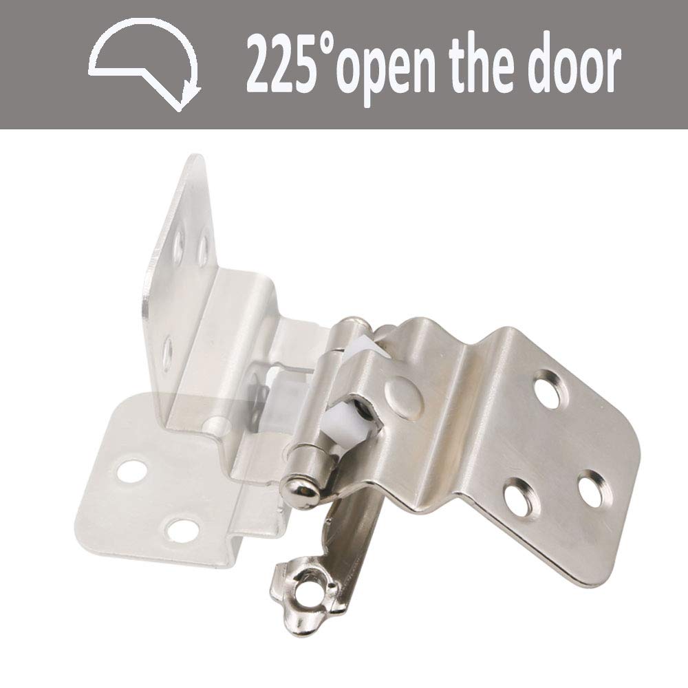 3/8 Inch Offset Inset Cabinet Hinges - Self Closing Satin Nickel Kitchen Cabinet Hinges (4 Pack) - Perfect for Cabinet Door Installation & Home Renovation Projects