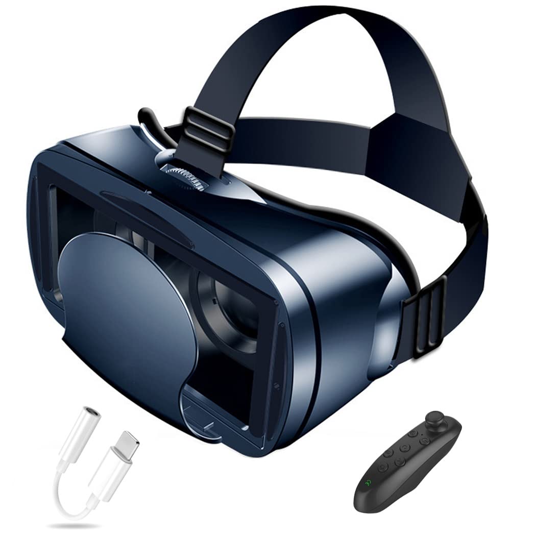 3D VR Headset with Bluetooth Controller - Compatible with iPhone 13 Pro Max/13 Pro/13/12/11, Samsung Galaxy S21, Huawei, Xiaomi Series - Immersive Virtual Reality Experience for Gaming, Movies & Travel Exploration