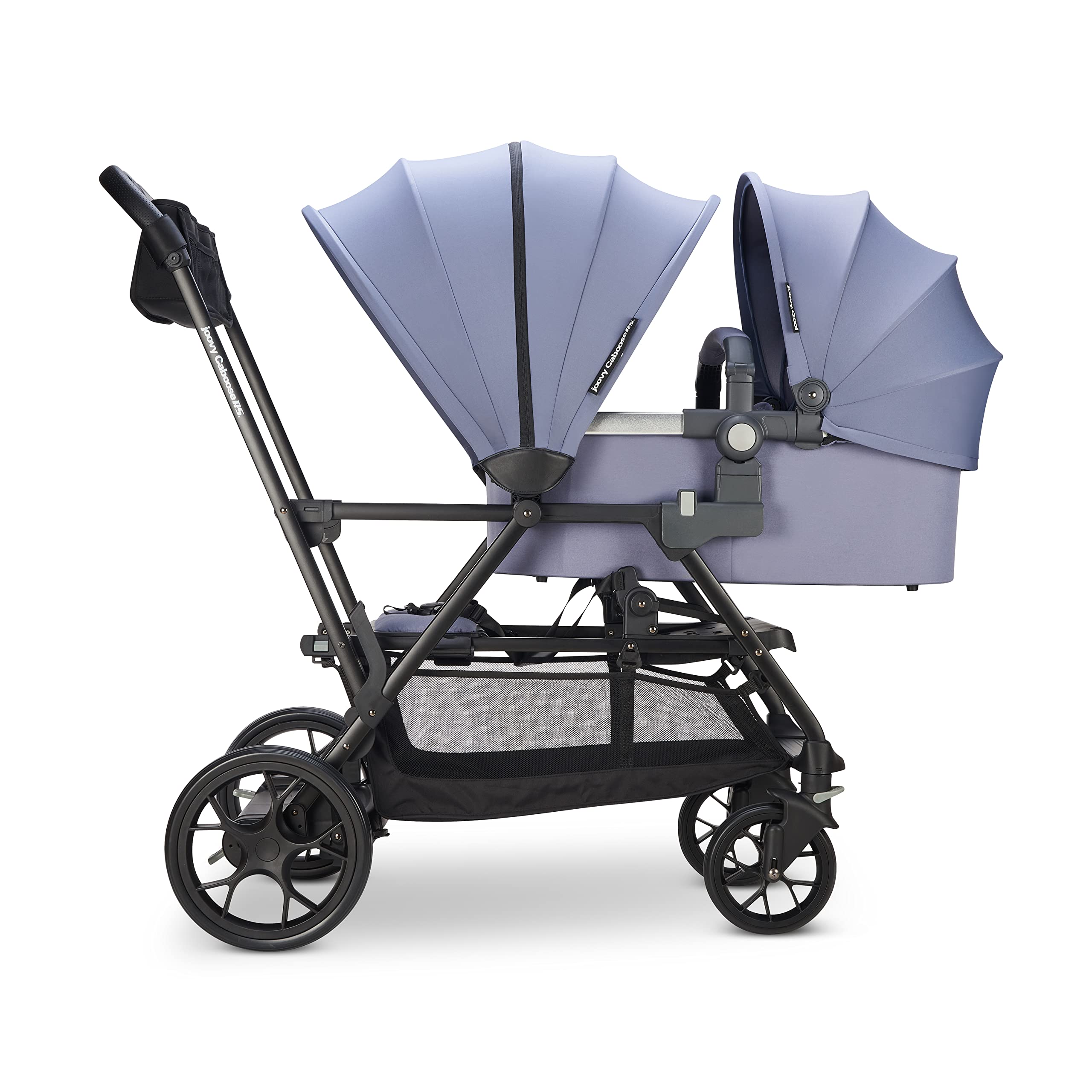 Joovy Portable Stroller Bassinet with Zip Closure & UPF 50 Sun Canopy - Compatible with Joovy Qool & Caboose RS Strollers (Adapters Sold Separately), Slate - Perfect for Newborns, Travel & Outdoor Walks