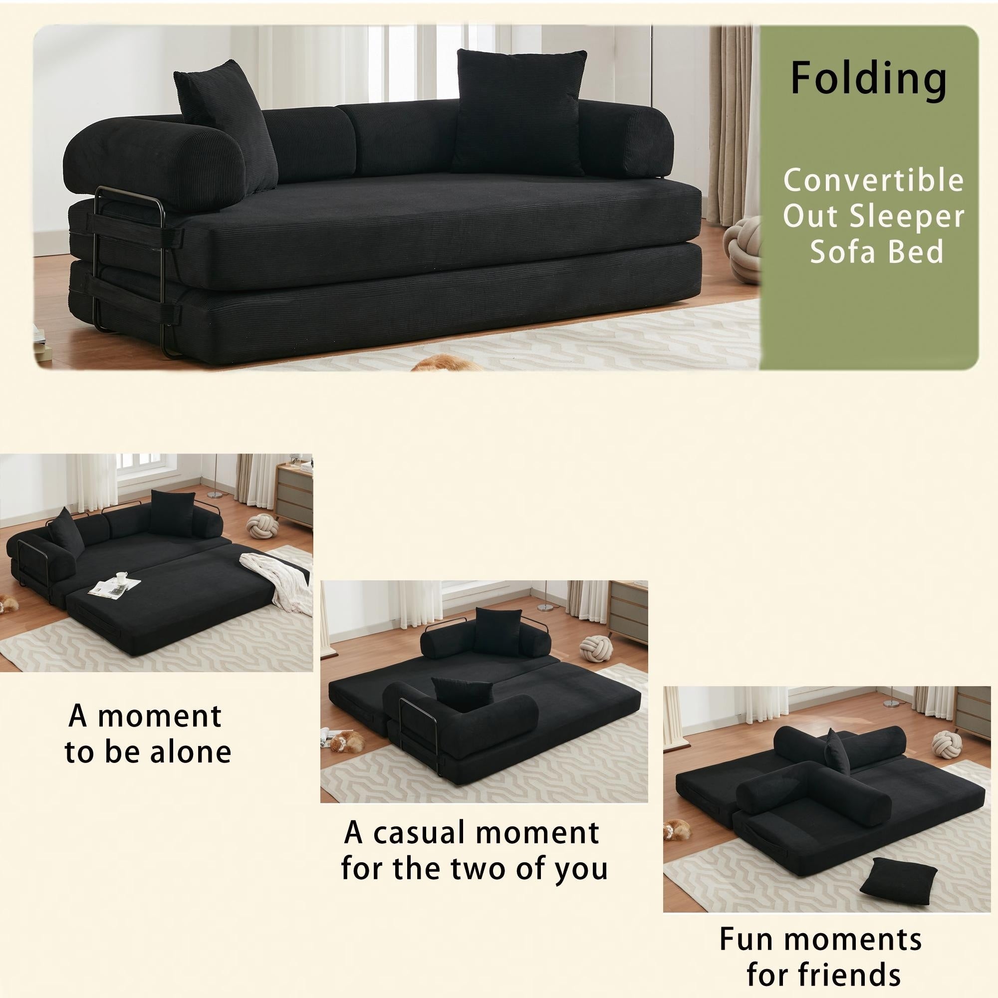 4 in 1 Convertible Sleeper Sofa Bed - 78.5