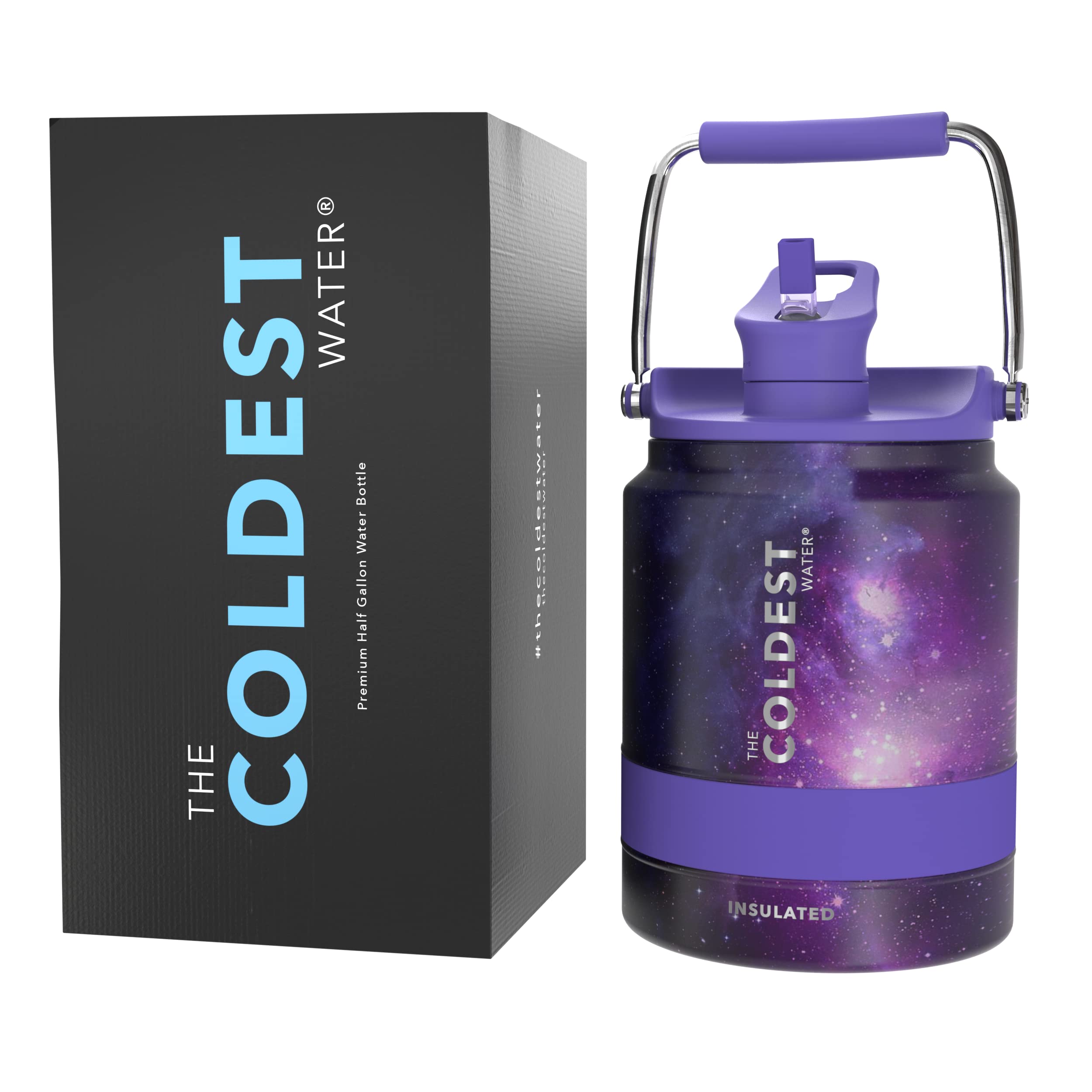 COLDEST Sports Water Bottle 64 oz (Half Gallon) - Vacuum Insulated Stainless Steel with Straw Lid - Leak Proof, Double Walled Thermo Mug for Hot & Cold Drinks - Perfect for Gym, Hiking, Camping & Outdoor Activities