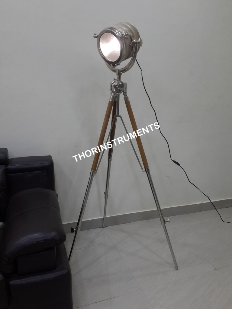 Vintage Wooden Floor Lamp - Nautical Retro Tripod Design, Rustic Home Decor for Living Room, Bedroom & Office | Perfect Gift Idea for Housewarming & Holidays