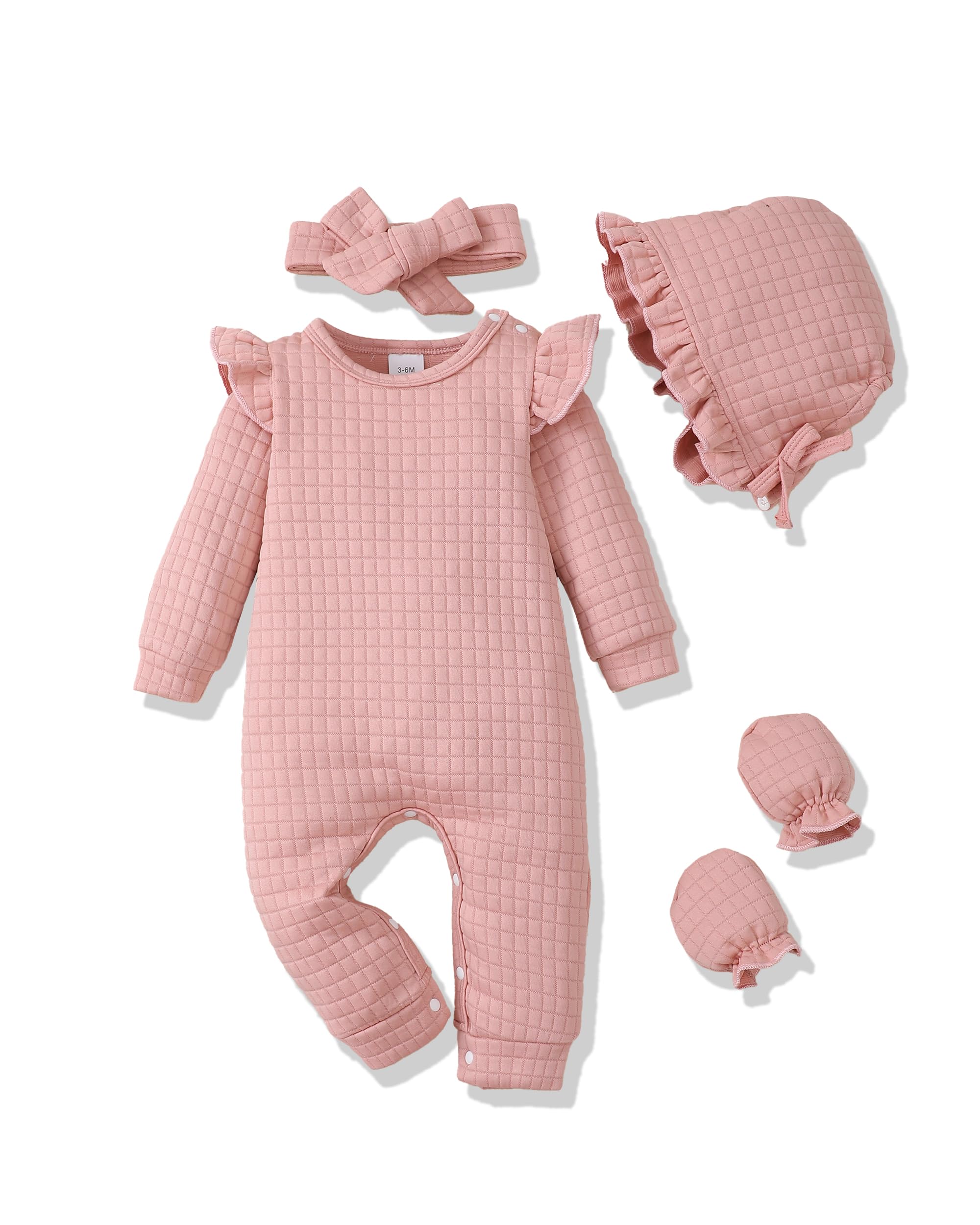 Renotemy Newborn Baby Girl Clothes - Winter & Fall Outfits, Infant Rompers, Solid Jumpsuits, Cute Bodysuits for 0-24 Months | Perfect for Family Photos, Daily Wear & Special Occasions