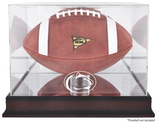 Penn State Nittany Lions Mahogany Wood Football Display Case with Mirror Back - Official College Football Memorabilia Showcase for Collectors (Case Only) - Perfect for Home, Office, or Man Cave Decor