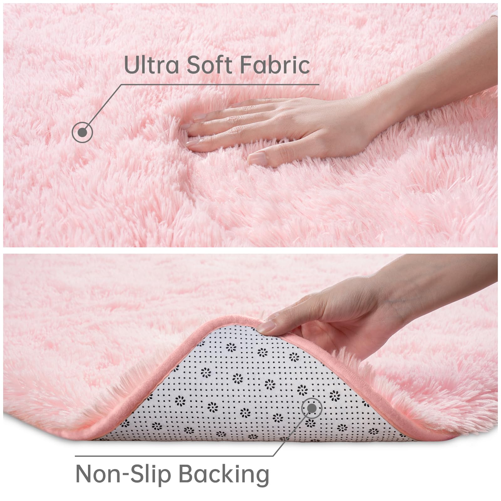 Toneed Fluffy Shaggy Area Rug 5x8 Feet - Ultra Soft Plush Fuzzy Carpet for Bedroom, Living Room, Nursery & Kids Room - Modern Home Decor Pink Furry Rug | Perfect for Cozy Floor Comfort, Play Areas & Stylish Interior Design