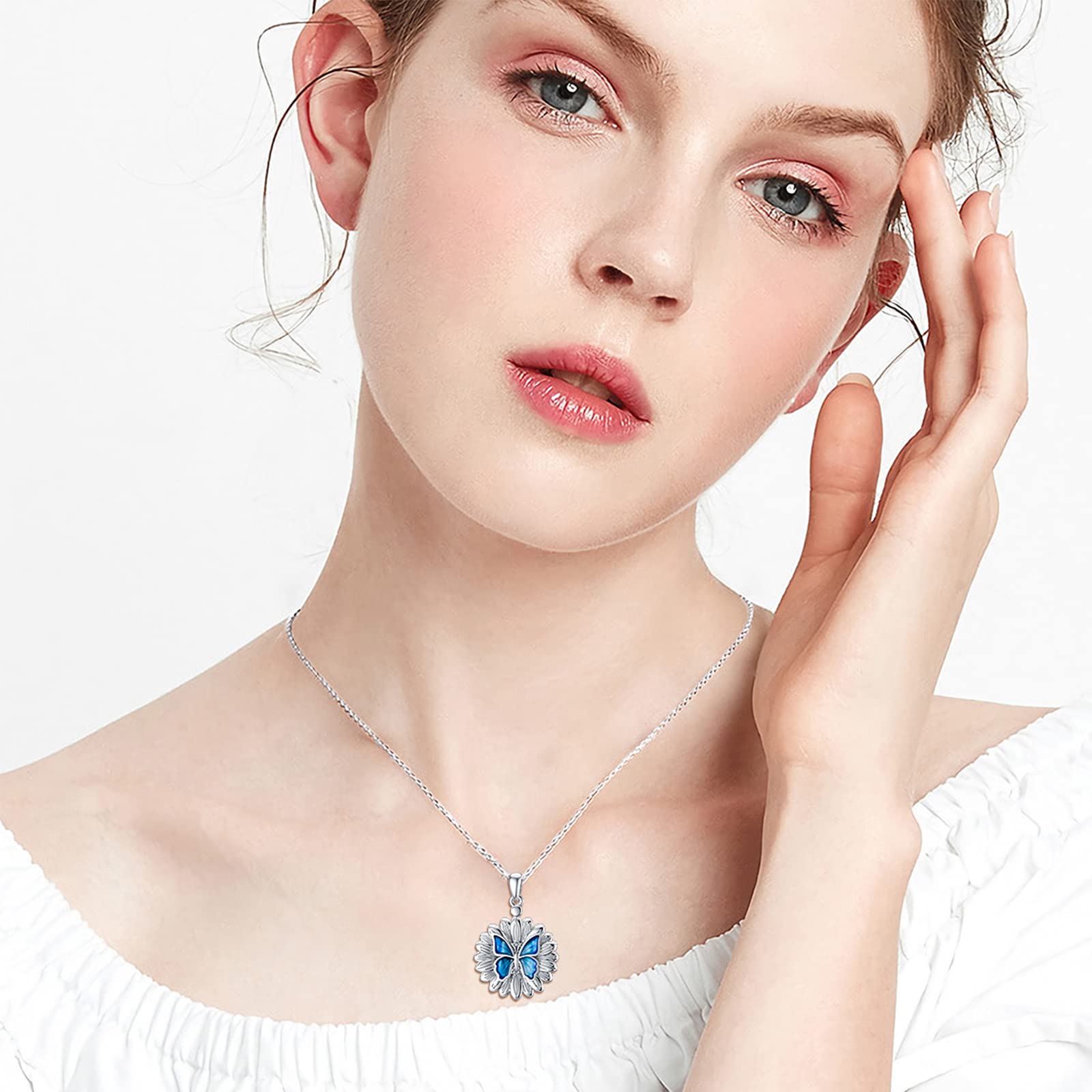 SOULMEET Memorial Jewelry - Silver & Gold Sunflower & Butterfly Cremation Urn Necklace for Ashes - Keepsake Pendant to Cherish Loved Ones | Perfect for Funerals, Memorials & Everyday Wear to Keep Memories Close