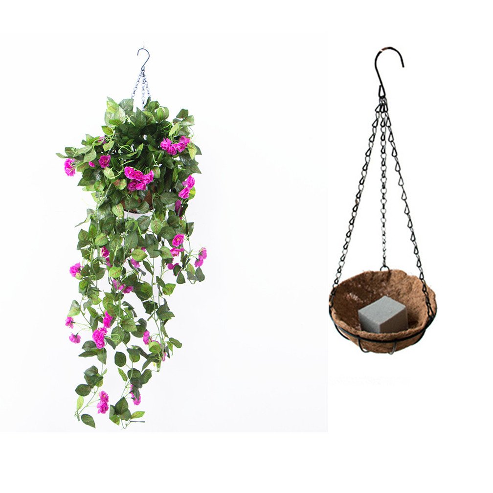 Artificial Purple Silk Rose Vine - Fake English Ivy Hanging Plant for Indoor Balcony, Outdoor Swing & Eaves Decor - Perfect for Wedding, Home & Garden Decoration